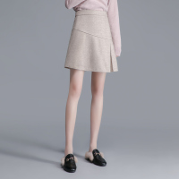 丝柏舍冬装女2020纯色高腰修身不规则下摆半身裙短裙S84R1313B