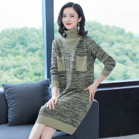 丝柏舍2020冬季女装时尚简约高领保暖针织连衣裙S94S0062L