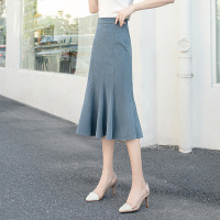 丝柏舍2020秋装女时尚纯色简约修身显瘦中长款高腰半身裙S03R4308B
