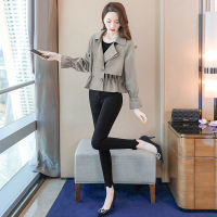 丝柏舍2020秋装女士时尚纯色简约不规则翻领气质短款外套S03R4290A