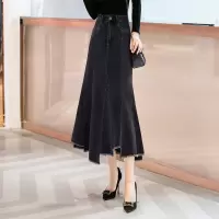 丝柏舍2020秋季不规则简约高腰气质休闲纯色女士中长款半身裙S03T4267B