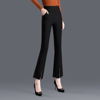 丝柏舍2020秋季时尚纯色显瘦微喇叭裤下开叉简约休闲裤S03T6855K