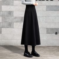 丝柏舍2020冬季女装时尚纯色休闲中长款高腰大摆呢料半身裙S04R6731B