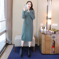 丝柏舍2020冬女装时尚纯色简约长袖修身显瘦中长款连衣裙S03K7205L