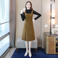 丝柏舍2020冬时尚纯色简约修身显瘦中长款背心连衣裙S03R4833L