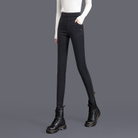 丝柏舍2020冬装女装高腰纯色小脚库休闲加绒保暖修身牛仔裤S04T7273K