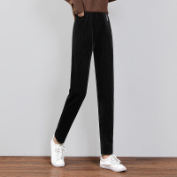 丝柏舍2020冬装女裤时尚纯色简约显瘦长款条绒高腰加绒休闲裤S04T7173K