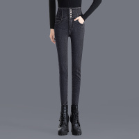 丝柏舍2020冬装女小腰精纯色修身休闲高腰加绒保暖小脚牛仔裤S04T5179K