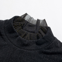 丝柏舍2020冬装女时尚简约纯色半高领网纱拼接加绒保暖打底衫S04R7267E