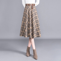 丝柏舍2020冬装女裙子时尚高腰格纹显瘦气质中长款半身裙S03S0119B