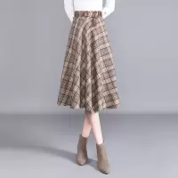 丝柏舍2020冬装女裙子时尚高腰格纹显瘦气质中长款半身裙S03S0119B