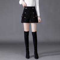 丝柏舍2020冬女时尚简约短款纽扣高腰显瘦裤阔腿休闲裤S04P0013K