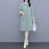 丝柏舍毛呢大衣女2020年冬季加厚呢子女中长款防寒翻领外套冬S04R6765D