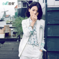 D茵曼秋新款文艺一粒扣宽松棉麻休闲小西外套女1871042135