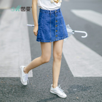 D茵曼夏装纯棉文艺百搭显瘦学生短裙女裙子韩版a型牛仔裙F1882112730