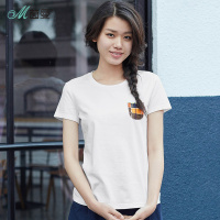 茵曼夏装文艺范百搭印绣花纯棉短袖T恤女修身