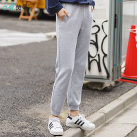 D茵曼春休闲运动灰色哈伦裤女宽松九分束脚裤卫裤原宿风1874094379