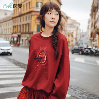 茵曼秋装新款休闲文艺印花宽松BF风套头酷卫衣女长袖松松垮垮