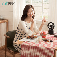 茵曼秋装新款文艺方块印花下摆开叉带连衣裙女