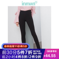 茵曼2018冬装新款黑色显瘦修身百搭磨毛小脚打底裤女