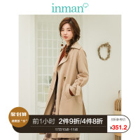 茵曼冬装端庄大气复古双排扣收腰蝴蝶结港风风衣外套女潮