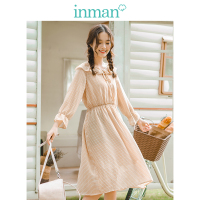 茵曼2019春装新款翻领文艺小清新格子休闲百搭显瘦A字连衣裙女