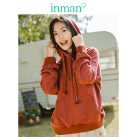 茵曼2019春装新款连帽抽绳学生减龄休闲运动宽松落肩长袖卫衣女
