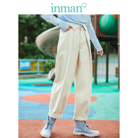 茵曼2019春装新款中高腰休闲复古潮流百搭宽松显瘦直筒裤牛仔裤女