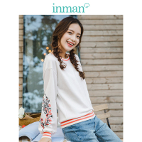 茵曼2019春装新款圆领文艺绣花韩版休闲宽松长袖卫衣女