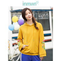 茵曼2019春装新款连帽休闲文艺绣花韩版潮流学生百搭长袖卫衣女