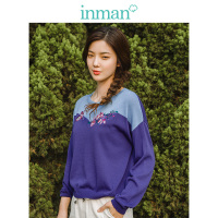 茵曼2019春装新款圆领显瘦文艺绣花复古韩版宽松保暖套头毛衣女