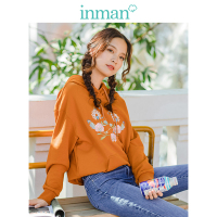 茵曼2019春装新款连帽文艺绣花韩版潮流学生宽松休闲长袖卫衣女