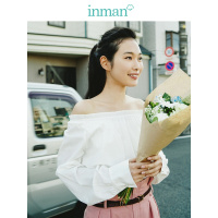 茵曼2019棉素系列春装新款松紧木耳边两穿园领套头衬衫女宽松衬衣