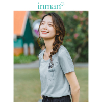 茵曼T恤女2019夏装新款文艺时尚绣花圆领短袖宽松休闲减龄上衣