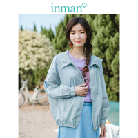 茵曼2019春装新款复古时尚港味宽松连帽拉链薄款外套女潮