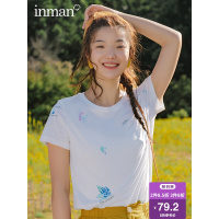 茵曼2019夏装新款纯棉圆领短袖修身显瘦趣味印花文艺T恤上衣女