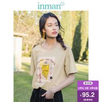 茵曼T恤女2019夏装新款圆领时尚印花休闲学生百搭显瘦短袖上衣