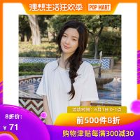 茵曼2018夏装新款纯棉设计感刺绣开口圆领宽松短袖T恤女短款上衣