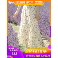 茵曼半身裙女2019夏装新款拼接A摆浪漫文艺少女田园风碎花中长裙