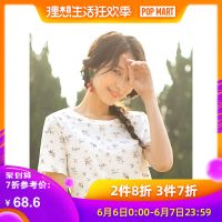 茵曼T恤2019夏装新款短袖小清新文艺碎花印花体恤休闲圆领上衣女