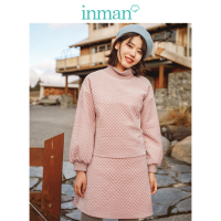 茵曼冬装新款复古格仔宽松小香风半身裙女神套装女