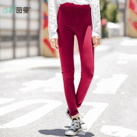 茵曼秋装新款松紧腰弹力显瘦黑色打底裤长裤女外穿