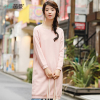 茵曼冬装新款落肩袖休闲毛织连衣裙女宽松中长裙