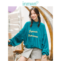 茵曼冬装新款半高领绣花韩版保暖卫衣女