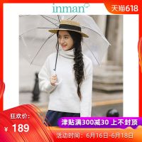 茵曼女装春秋款落肩套头白色高领丝绒毛衣针织衫女长袖韩版学生