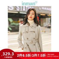 茵曼2019秋季新款中性70年代双排扣风衣女中长款小个子英伦风收腰