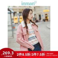 茵曼2019秋装新款羊羔毛翻领时尚宽松毛呢夹克女呢子外套短款休闲