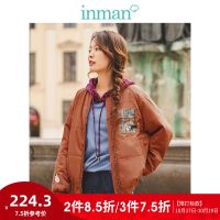 茵曼棉衣2019秋装新款文艺棒球领绣花棉服短款外套女宽松保暖棉袄