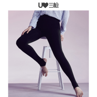 三枪打底裤女加厚秋冬新品修身显瘦加绒保暖加宽踩脚女士一体裤60843B9