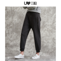 三枪家居裤男秋冬新品密绒加厚直筒系带宽松居家休闲运动男士长裤60859B9
